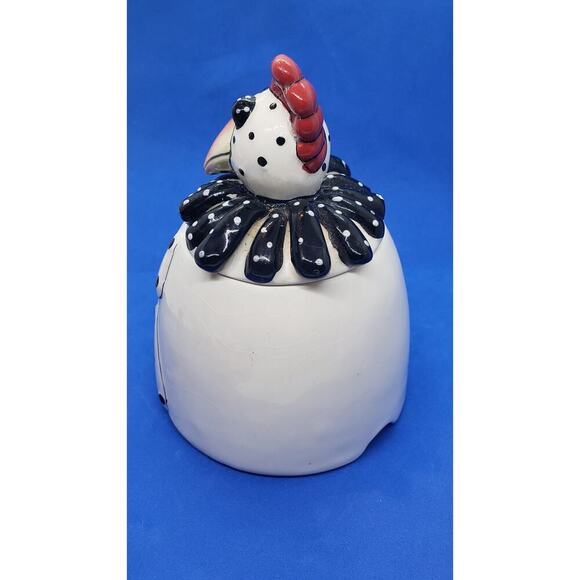 Lynda Corneille Blue Sky 2008 Polka Dot Chicken Jar Signed Ceramic Art Rooster - Picture 4 of 16